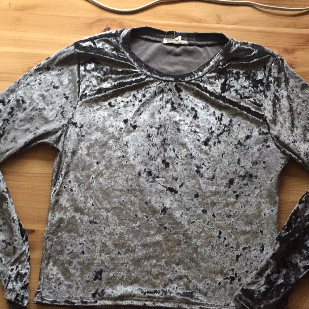 Silver velvet cropped long sleeve